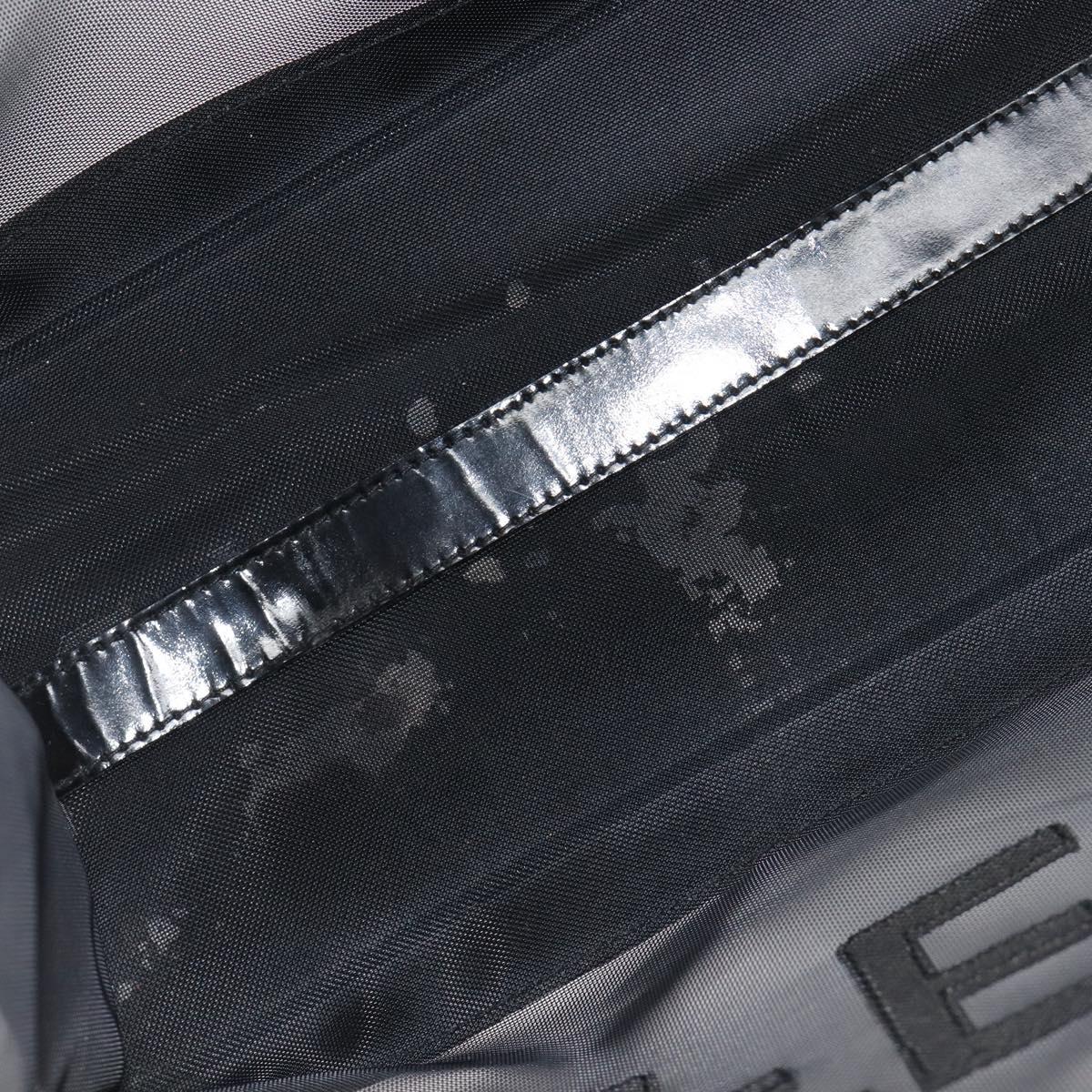 FENDI Tote Bag Patent Mesh Black Silver Auth ep16745