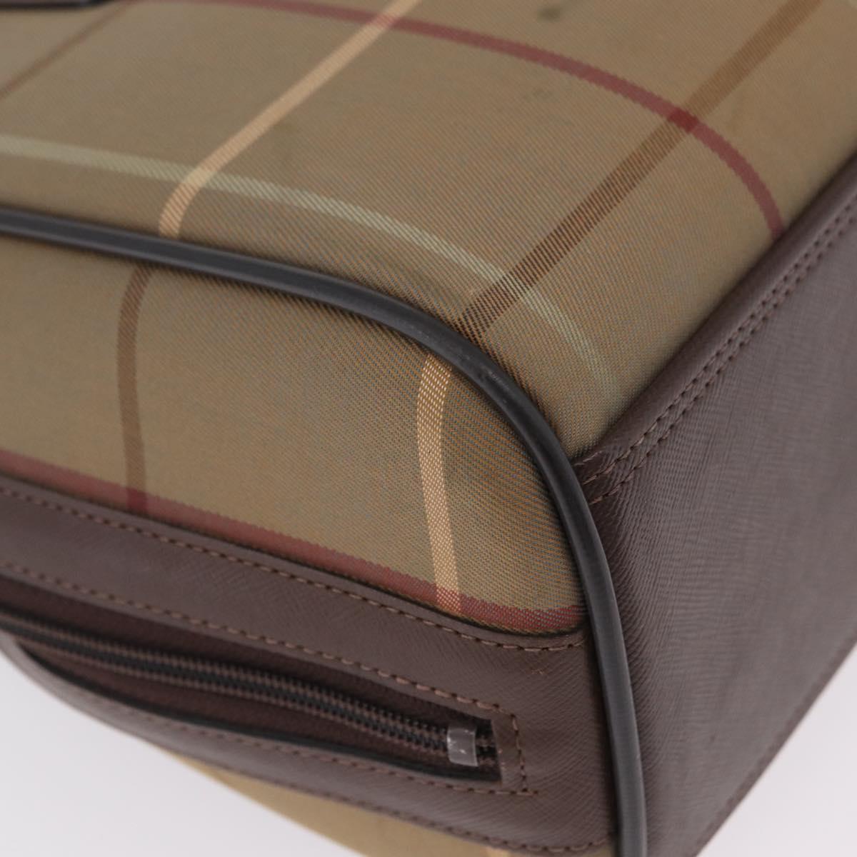 Burberrys Nova Check Hand Bag Canvas Beige Gold Tone Auth ep16747