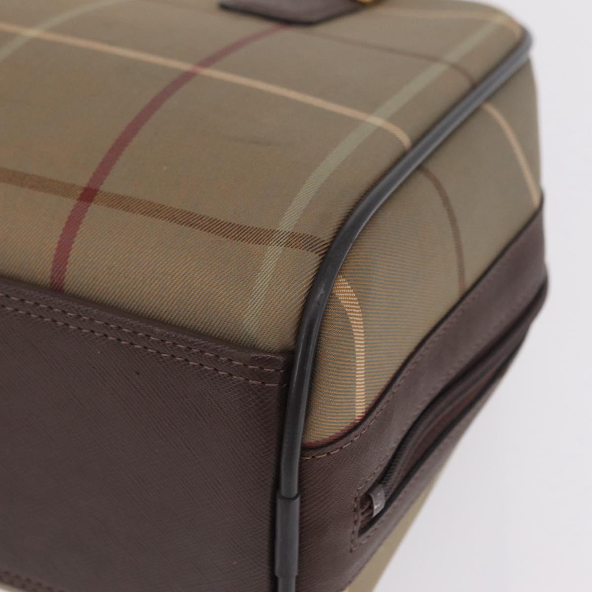 Burberrys Nova Check Hand Bag Canvas Beige Gold Tone Auth ep16747