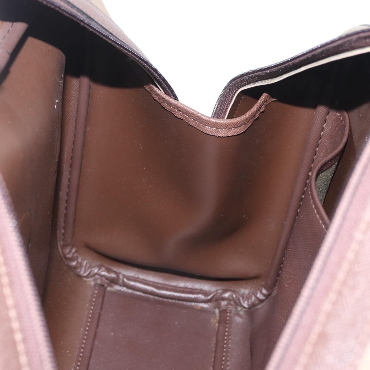 Burberrys Nova Check Hand Bag Canvas Beige Gold Tone Auth ep16747
