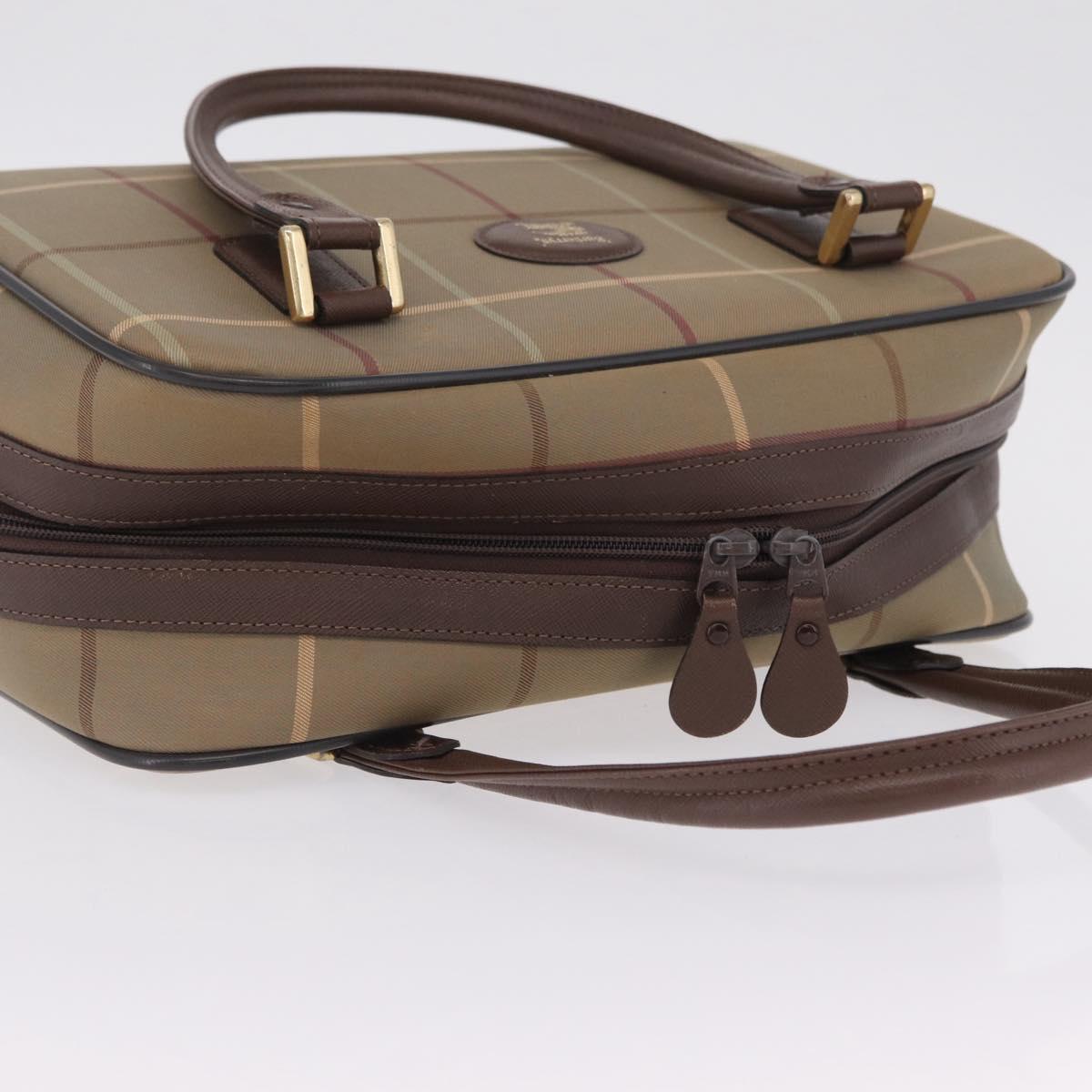 Burberrys Nova Check Hand Bag Canvas Beige Gold Tone Auth ep16747
