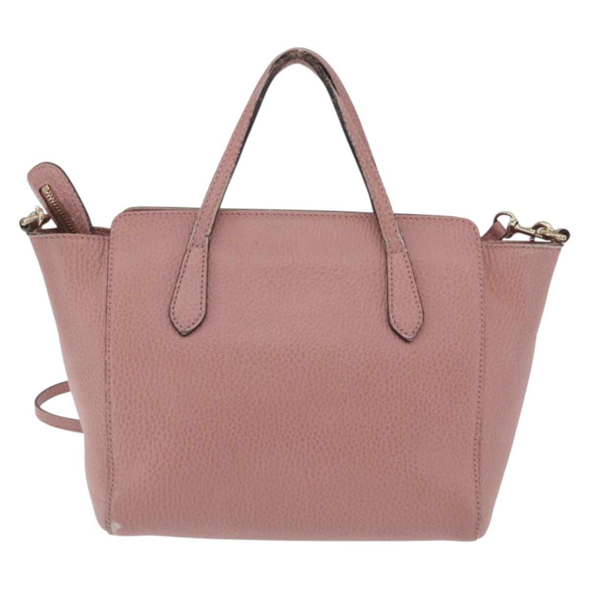 GUCCI Hand Bag Leather 2way Pink Gold Tone 368827 Auth ep16755