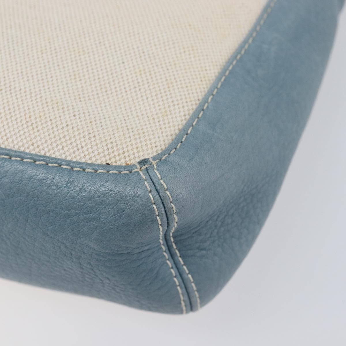 LOEWE Hand Bag Canvas Light Blue Silver Auth ep16757A
