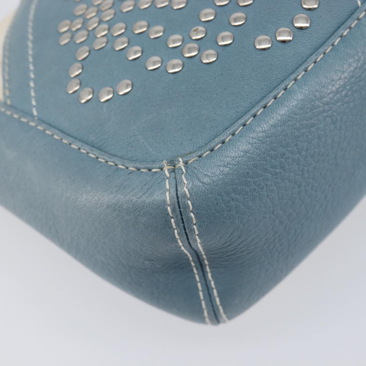 LOEWE Hand Bag Canvas Light Blue Silver Auth ep16757A