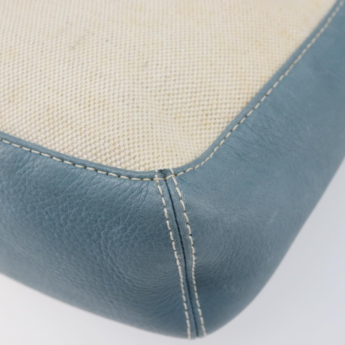 LOEWE Hand Bag Canvas Light Blue Silver Auth ep16757A