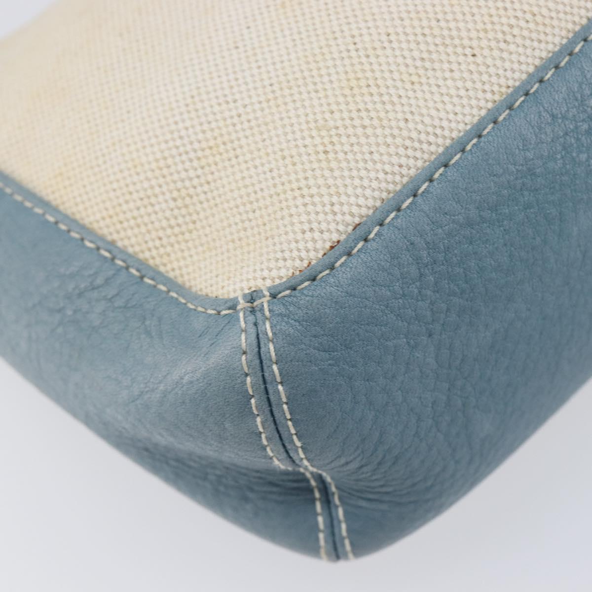 LOEWE Hand Bag Canvas Light Blue Silver Auth ep16757A