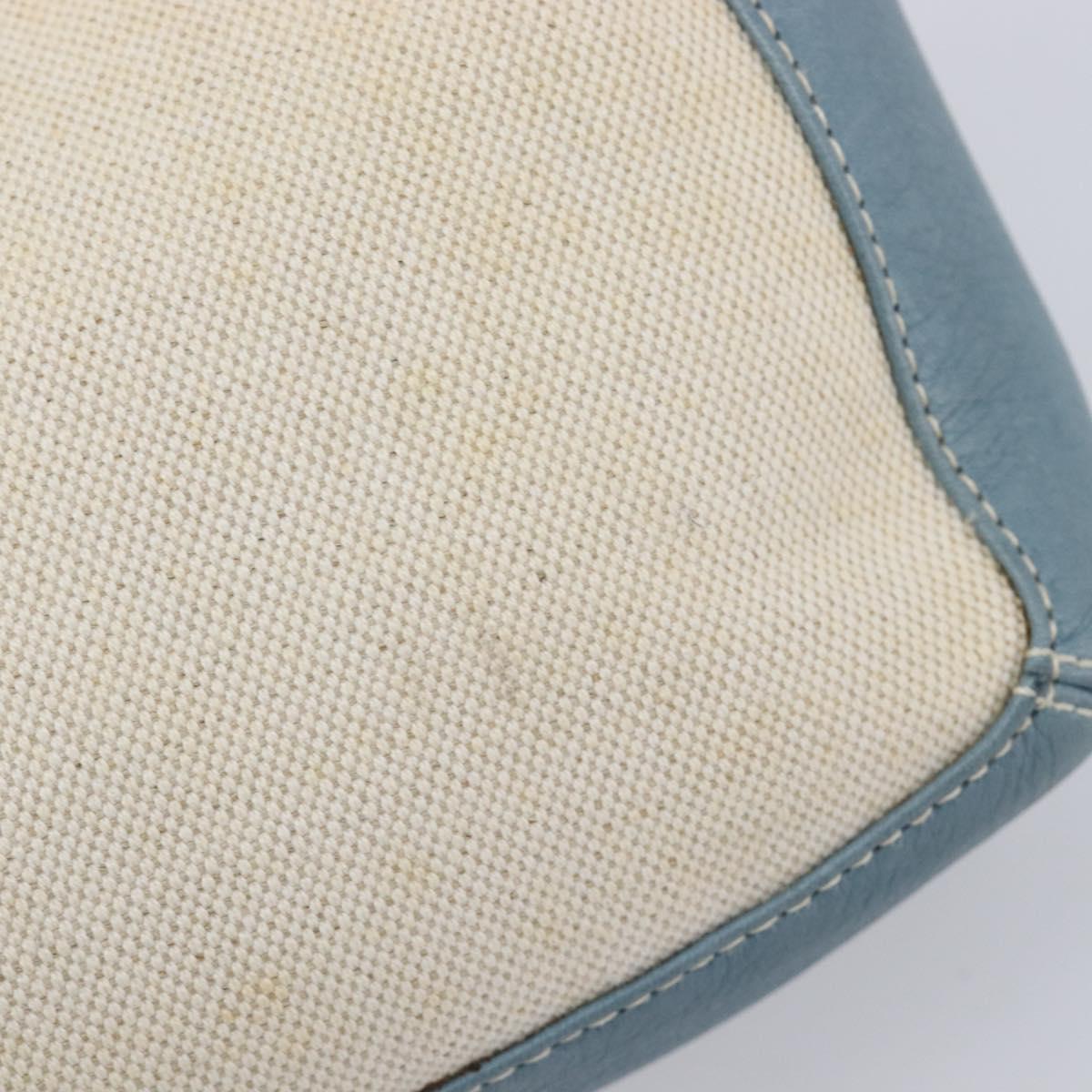 LOEWE Hand Bag Canvas Light Blue Silver Auth ep16757A