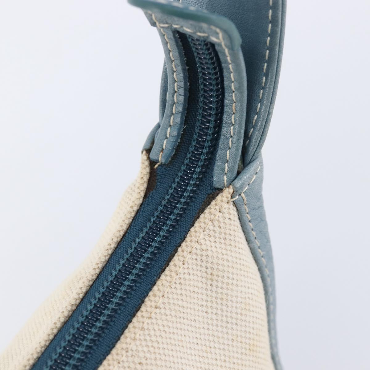 LOEWE Hand Bag Canvas Light Blue Silver Auth ep16757A