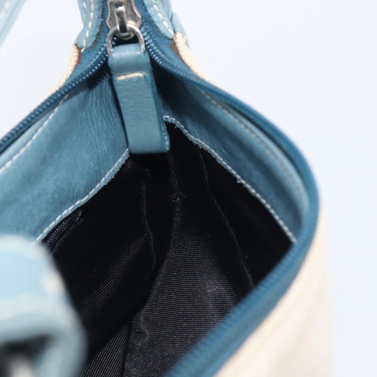 LOEWE Hand Bag Canvas Light Blue Silver Auth ep16757A
