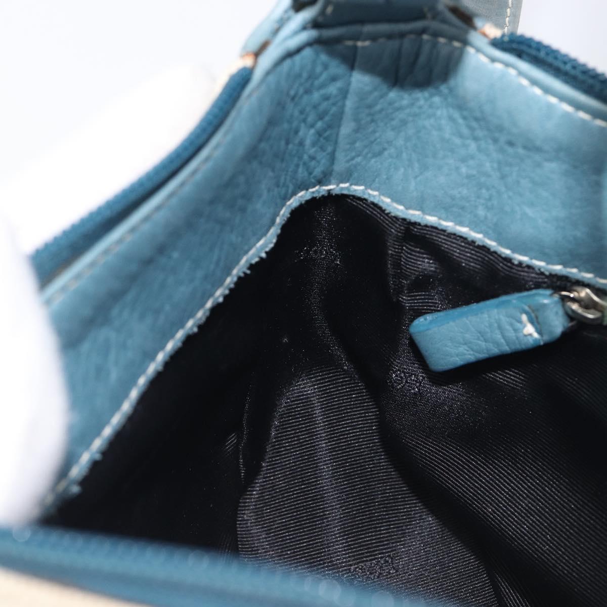 LOEWE Hand Bag Canvas Light Blue Silver Auth ep16757A