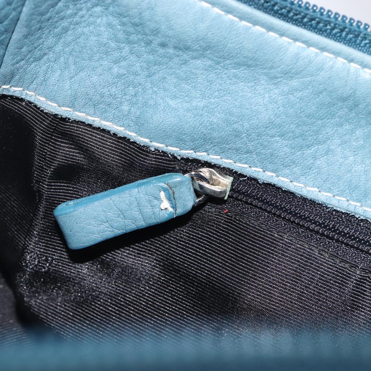 LOEWE Hand Bag Canvas Light Blue Silver Auth ep16757A