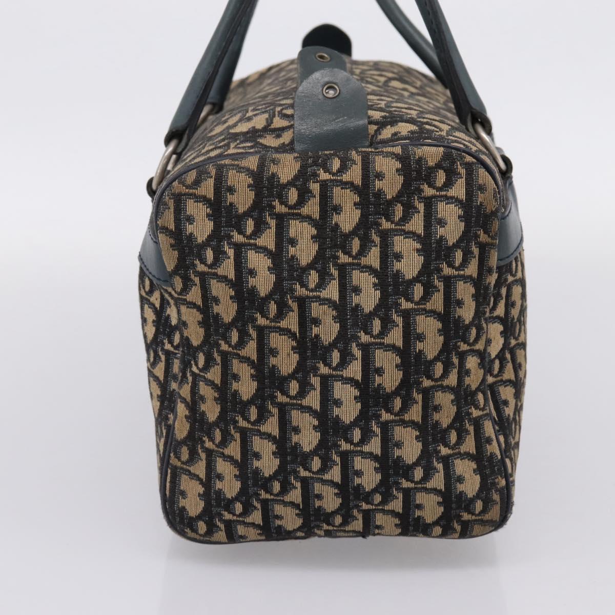 Christian Dior Trotter Canvas Boston Bag Navy Silver Auth ep16763
