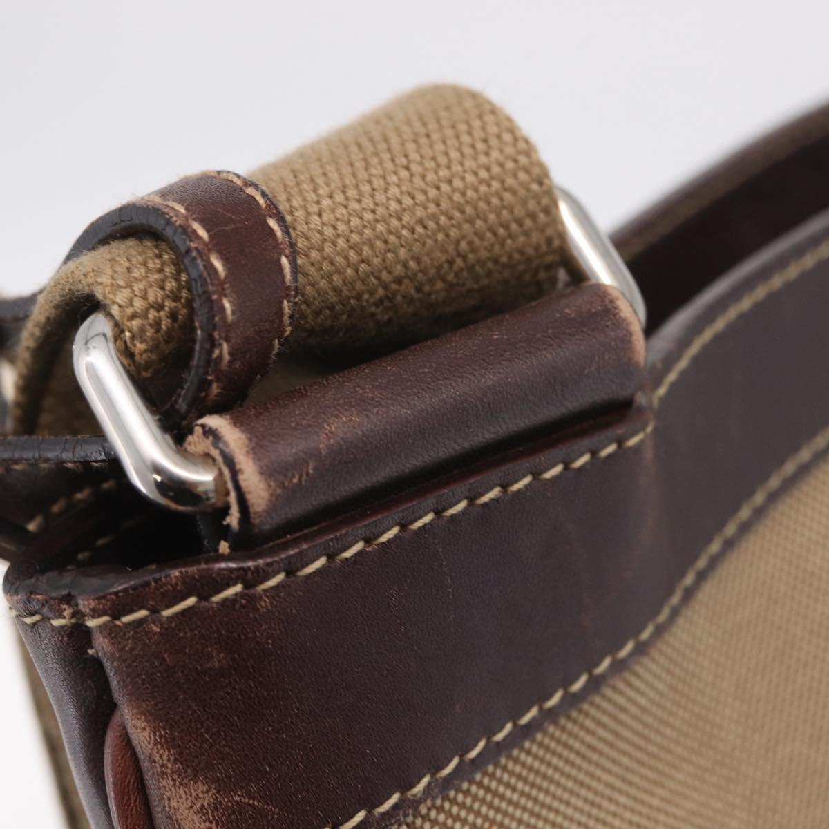 PRADA Shoulder Bag Canvas Beige Silver Auth ep16765