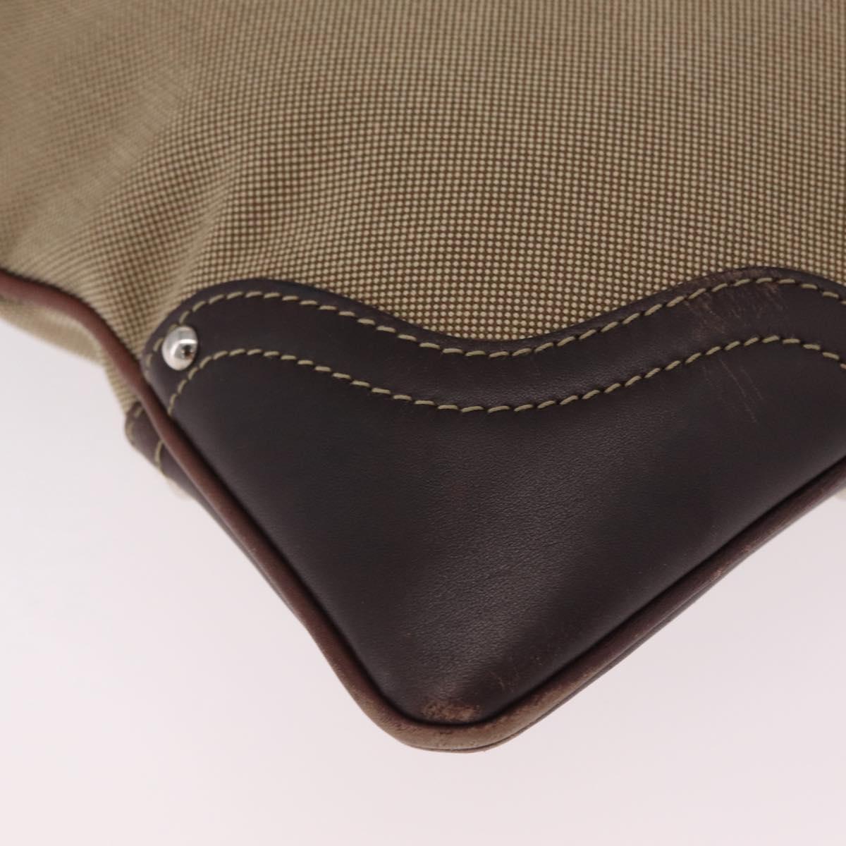 PRADA Shoulder Bag Canvas Beige Silver Auth ep16765