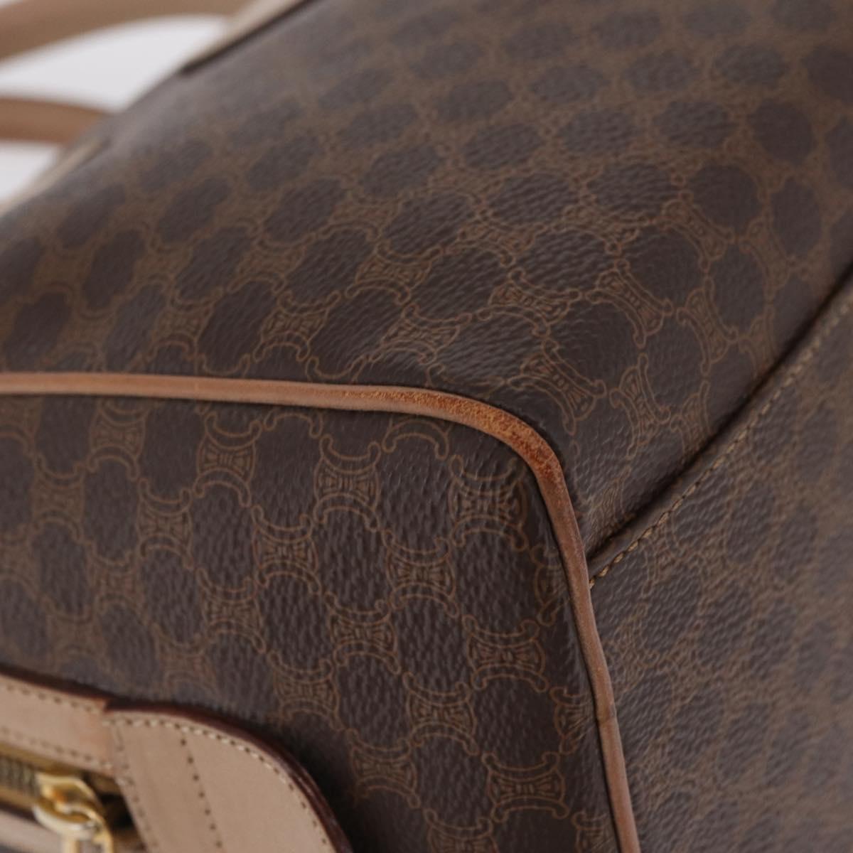 CELINE Macadam Hand Bag PVC Brown Gold Tone Auth ep16767