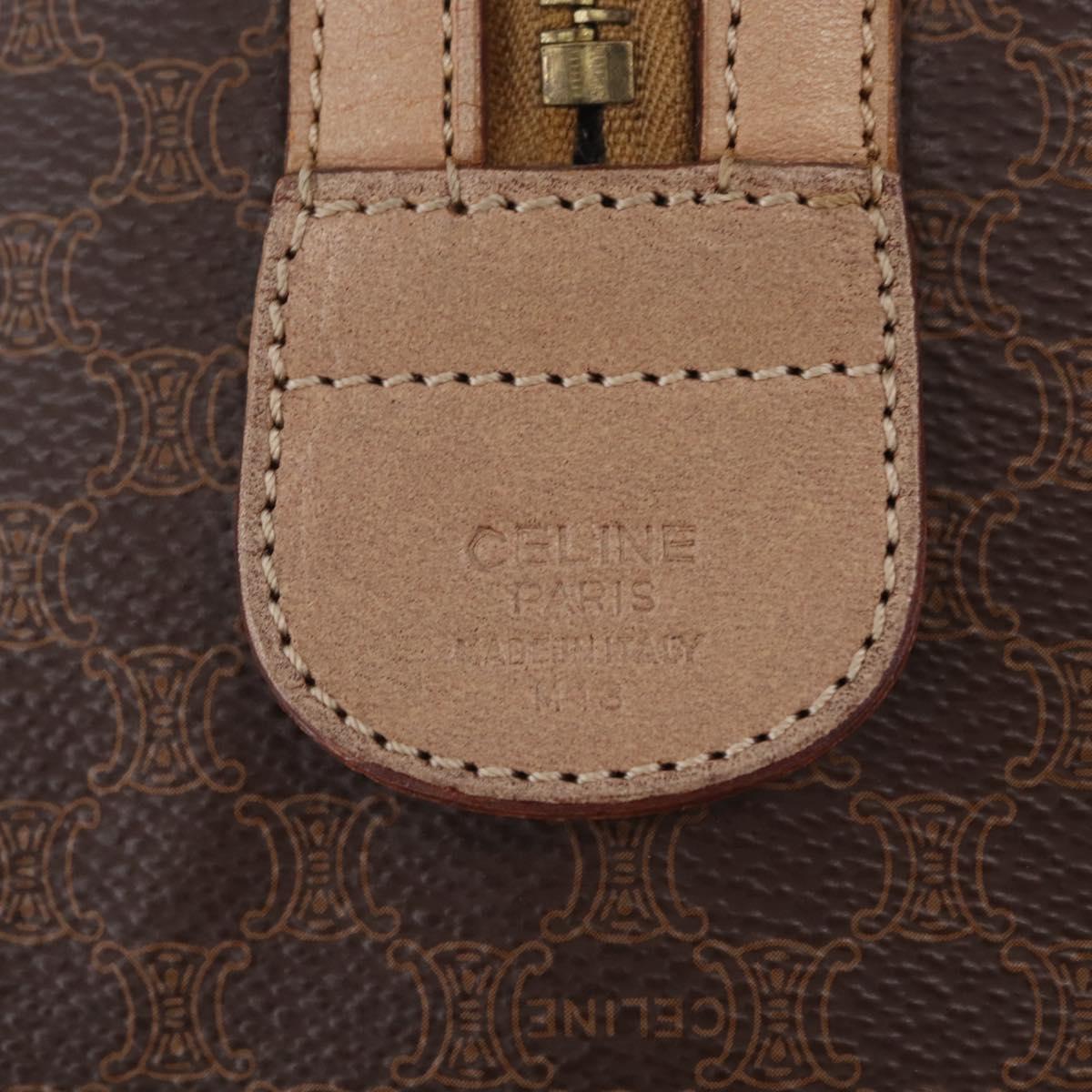 CELINE Macadam Hand Bag PVC Brown Gold Tone Auth ep16767