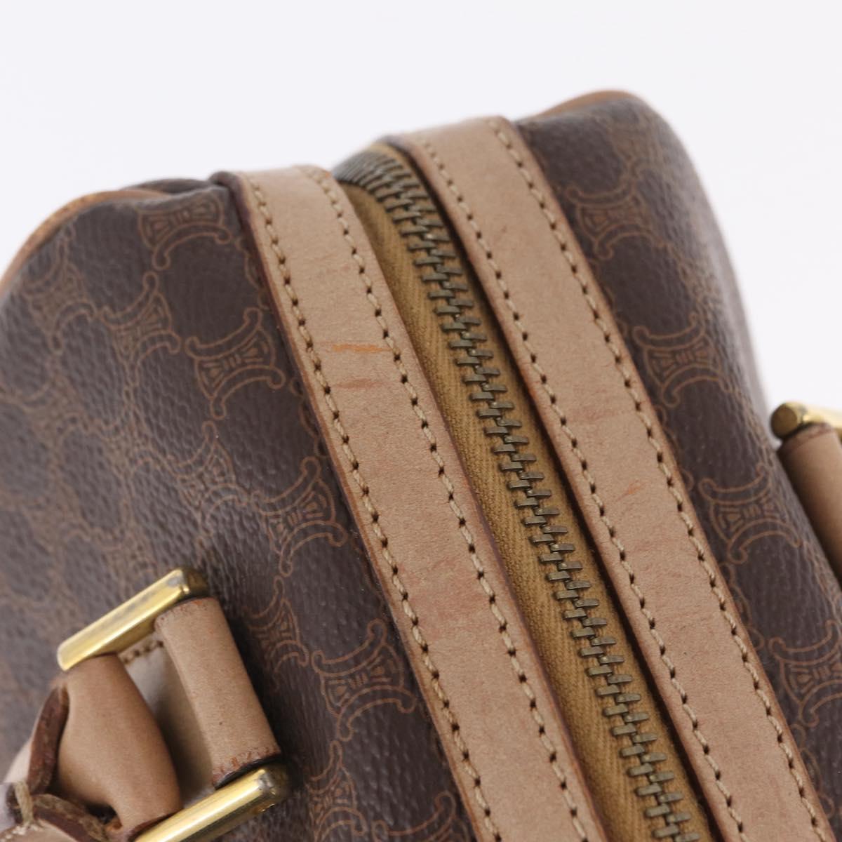 CELINE Macadam Hand Bag PVC Brown Gold Tone Auth ep16767