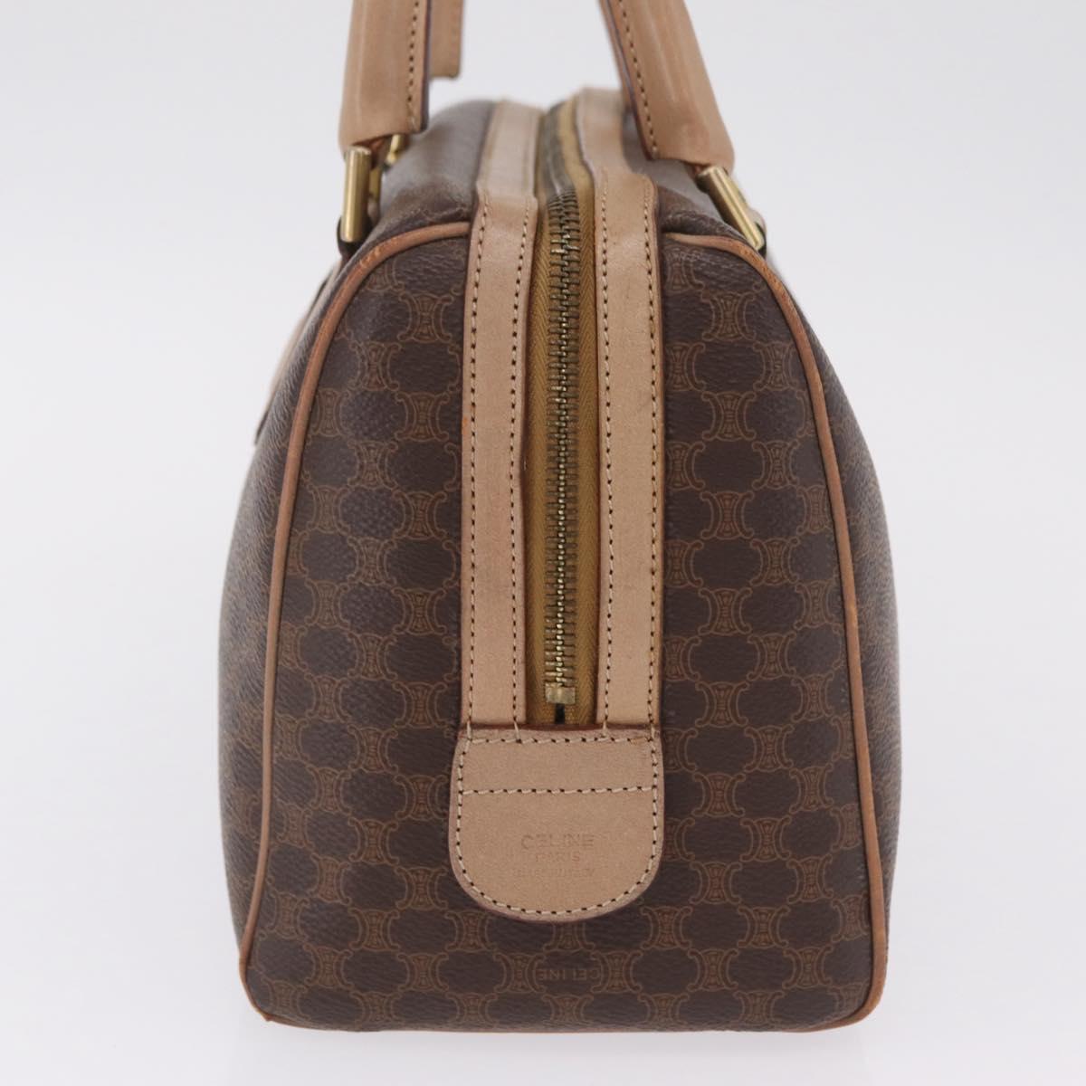 CELINE Macadam Hand Bag PVC Brown Gold Tone Auth ep16767