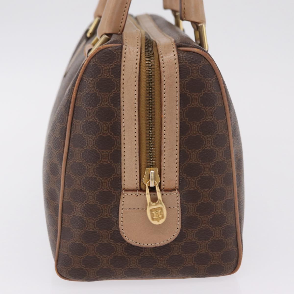 CELINE Macadam Hand Bag PVC Brown Gold Tone Auth ep16767