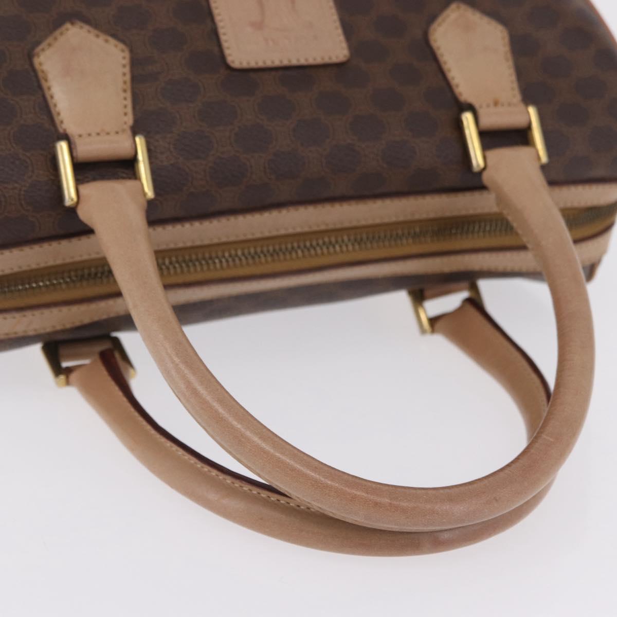CELINE Macadam Hand Bag PVC Brown Gold Tone Auth ep16767