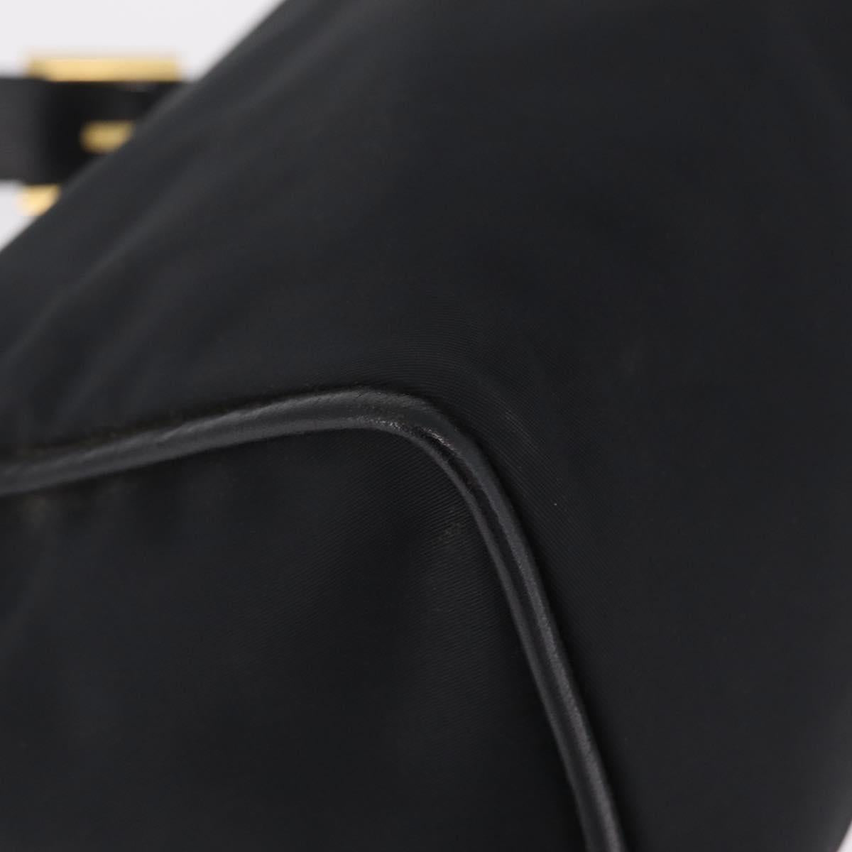 FENDI Hand Bag Nylon Black Gold Tone Auth ep16768