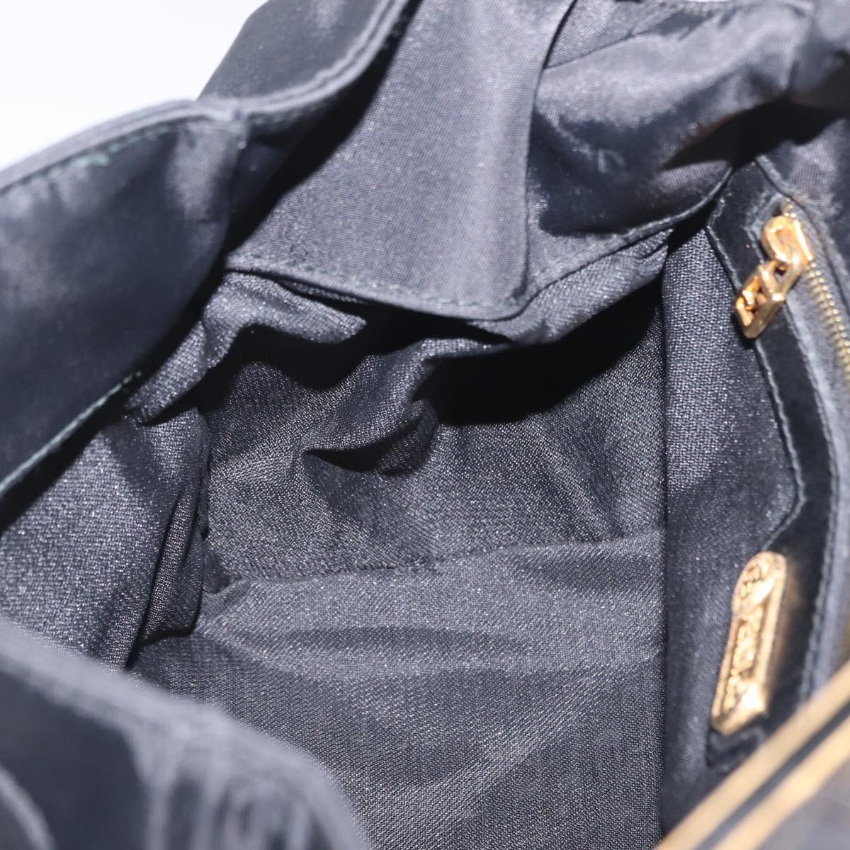 FENDI Hand Bag Nylon Black Gold Tone Auth ep16768