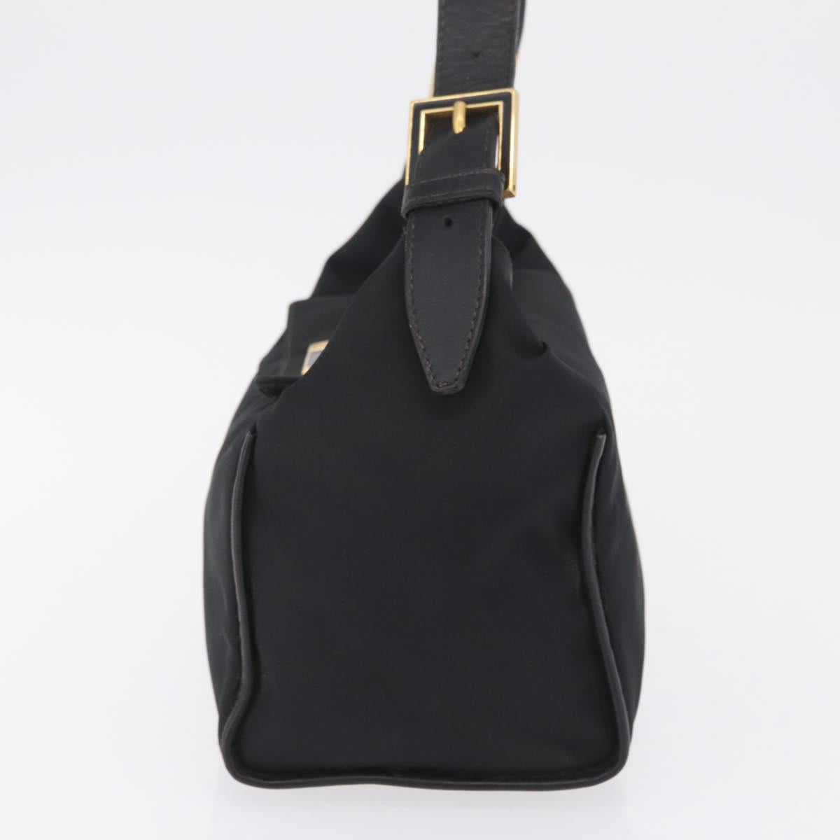 FENDI Hand Bag Nylon Black Gold Tone Auth ep16768