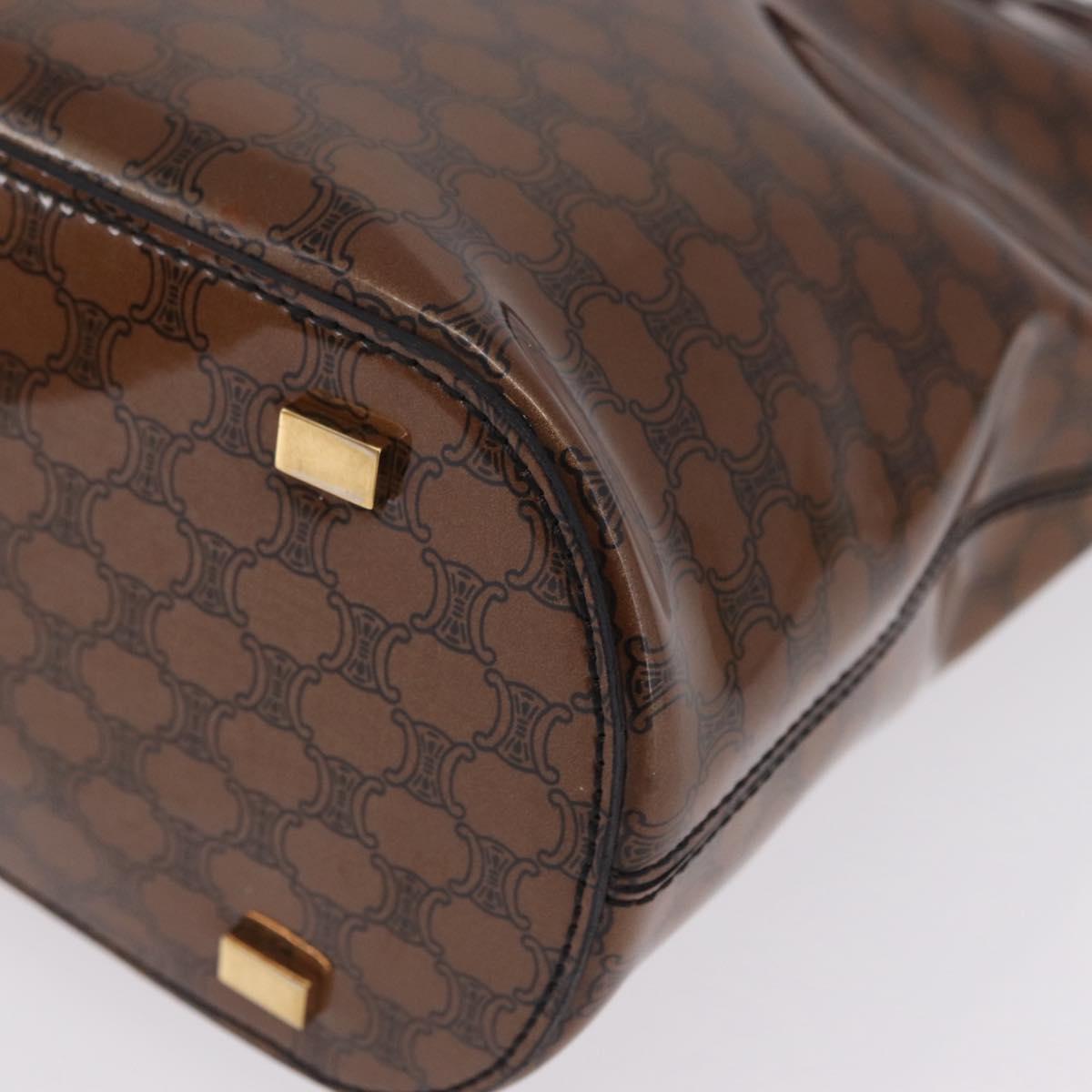 CELINE Macadam Tote Bag PVC Brown Gold Tone Auth ep16772A
