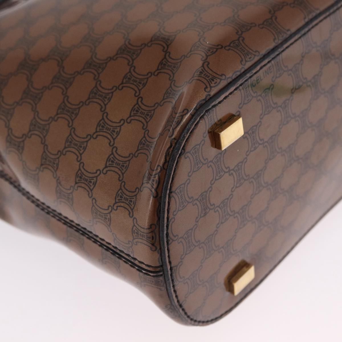 CELINE Macadam Tote Bag PVC Brown Gold Tone Auth ep16772A