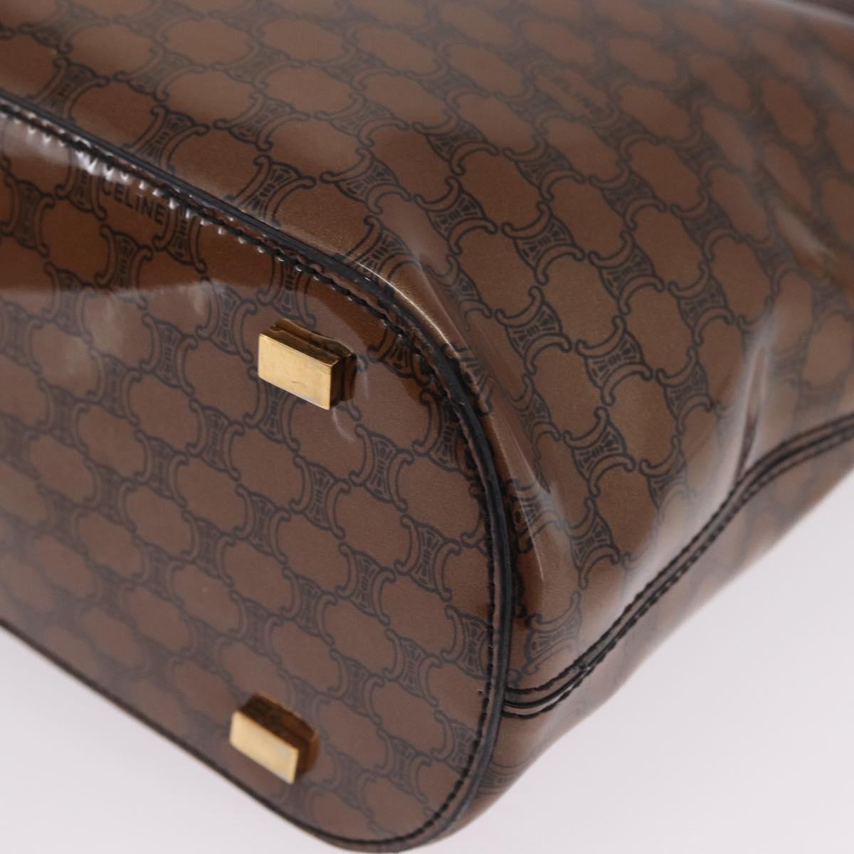 CELINE Macadam Tote Bag PVC Brown Gold Tone Auth ep16772A