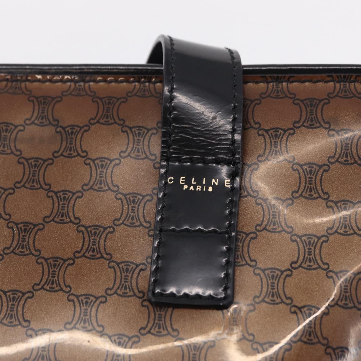 CELINE Macadam Tote Bag PVC Brown Gold Tone Auth ep16772A