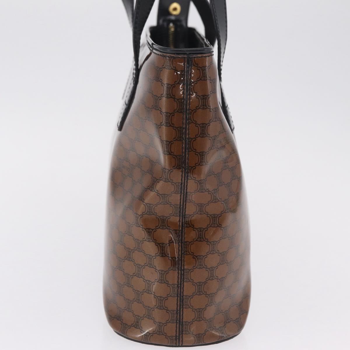 CELINE Macadam Tote Bag PVC Brown Gold Tone Auth ep16772A