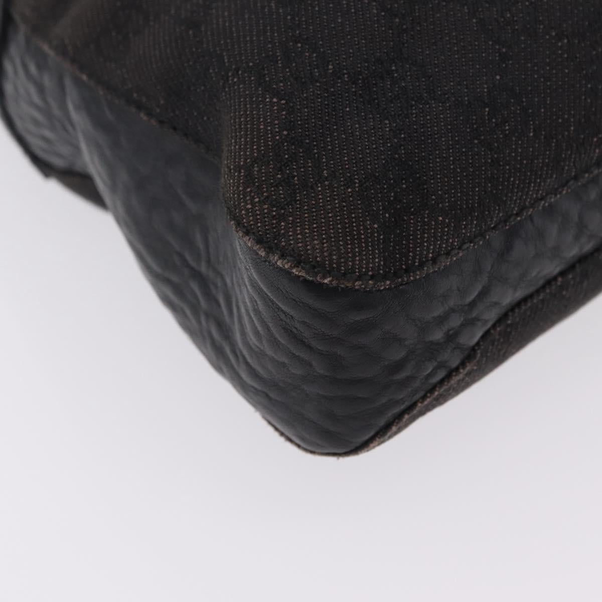 GUCCI GG Canvas Horsebit Shoulder Bag Black 101975 Auth ep16774