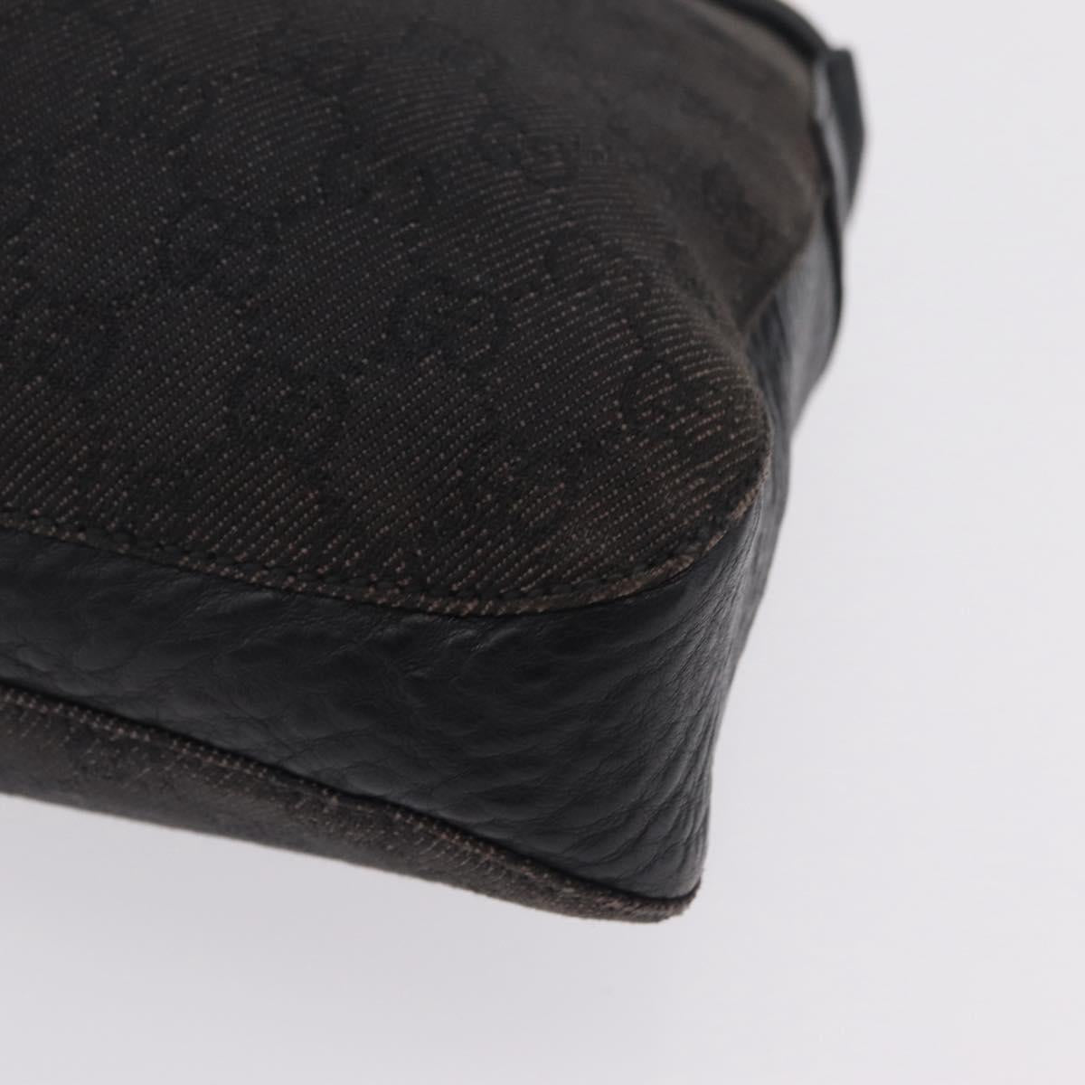 GUCCI GG Canvas Horsebit Shoulder Bag Black 101975 Auth ep16774