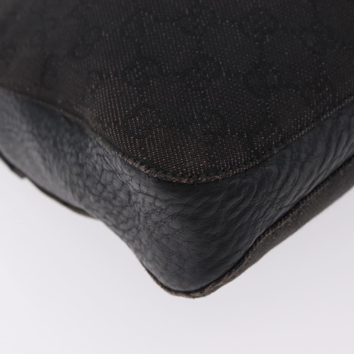 GUCCI GG Canvas Horsebit Shoulder Bag Black 101975 Auth ep16774