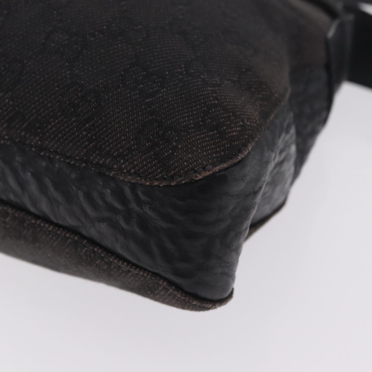 GUCCI GG Canvas Horsebit Shoulder Bag Black 101975 Auth ep16774
