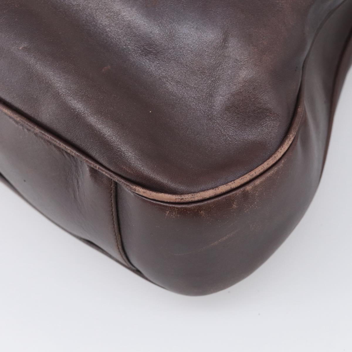 GUCCI Bamboo Hand Bag Leather 2way Brown Gold Tone 001 2123 1577 Auth ep16776