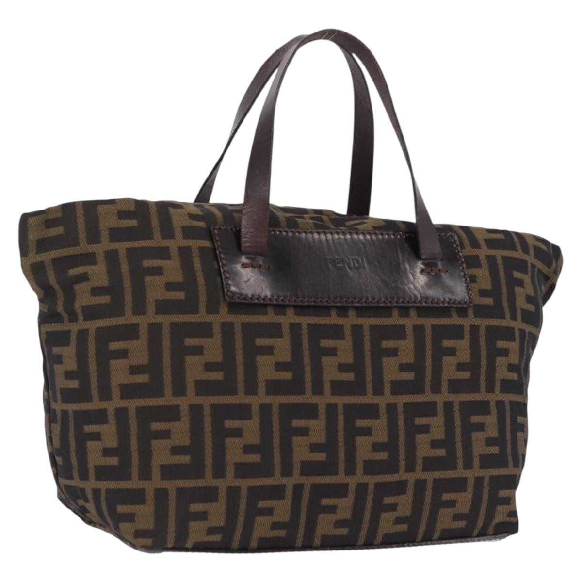 FENDI Zucca Canvas Tote Bag Brown Black 15823 Auth ep16778