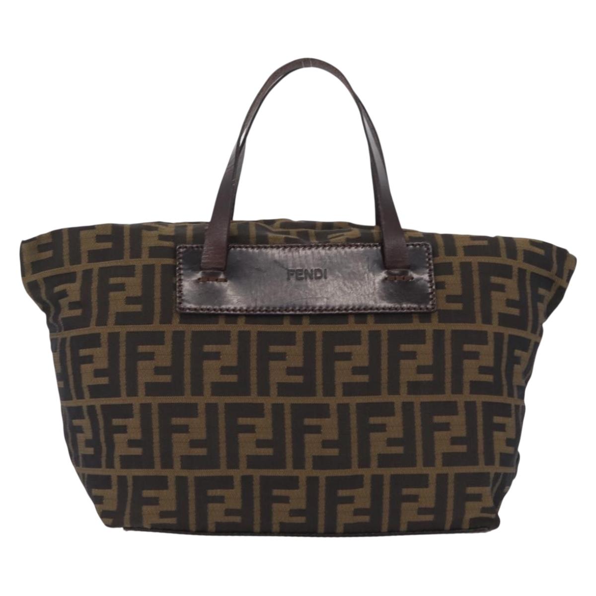 FENDI Zucca Canvas Tote Bag Brown Black 15823 Auth ep16778