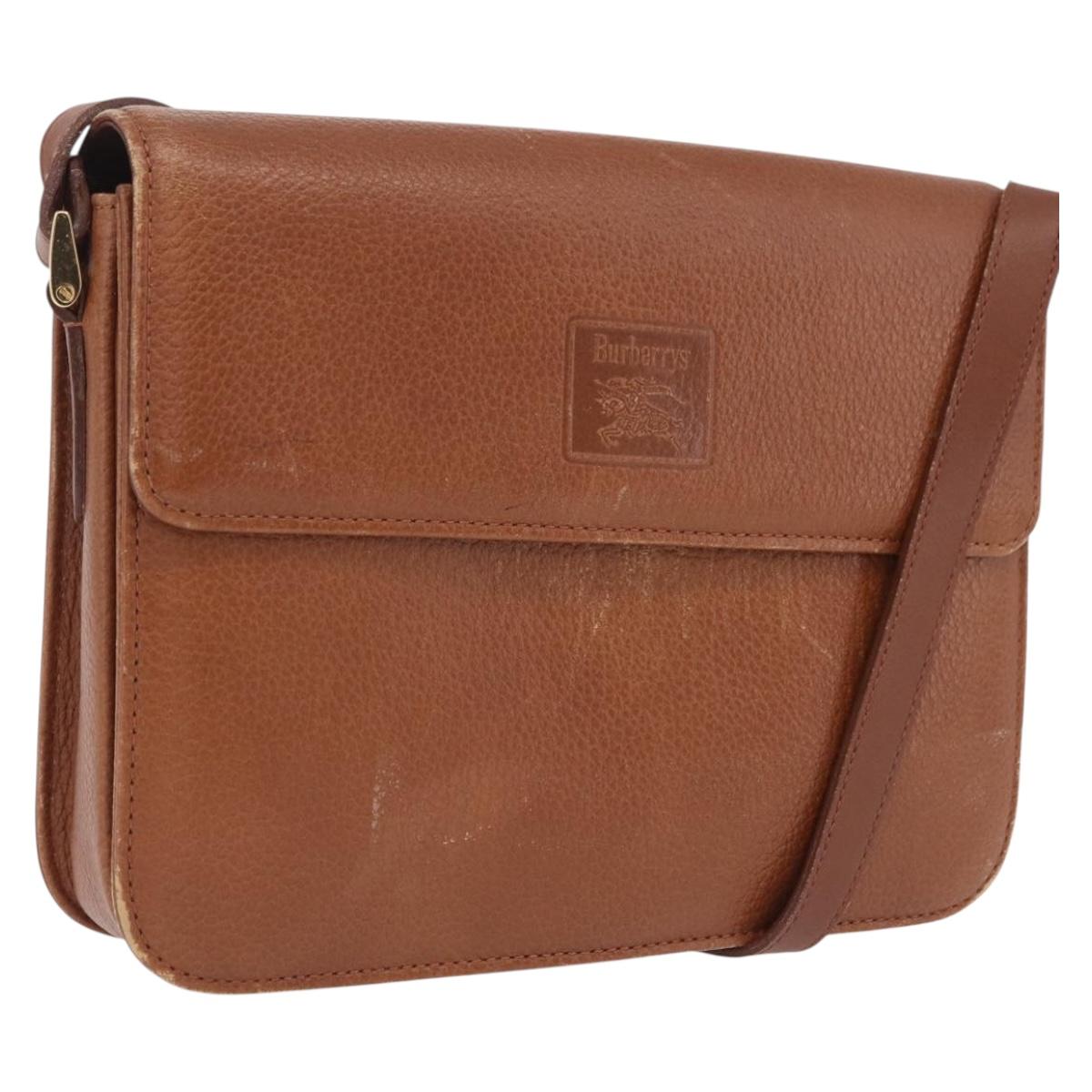 Burberrys Shoulder Bag Leather Brown Gold Tone Auth ep16784