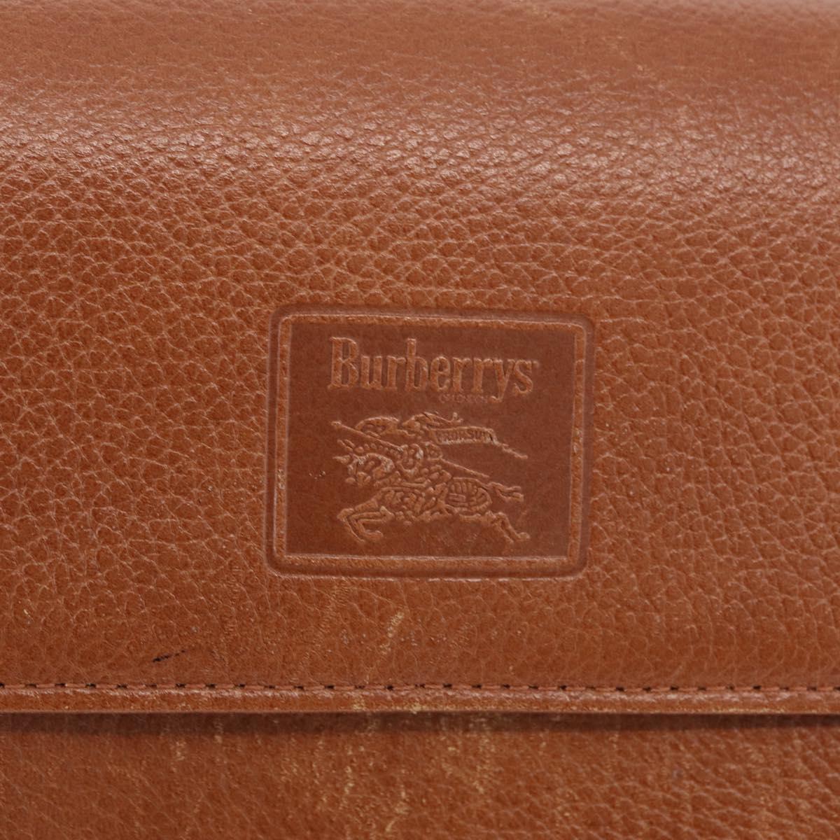 Burberrys Shoulder Bag Leather Brown Gold Tone Auth ep16784