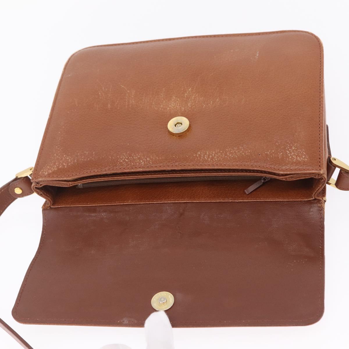 Burberrys Shoulder Bag Leather Brown Gold Tone Auth ep16784