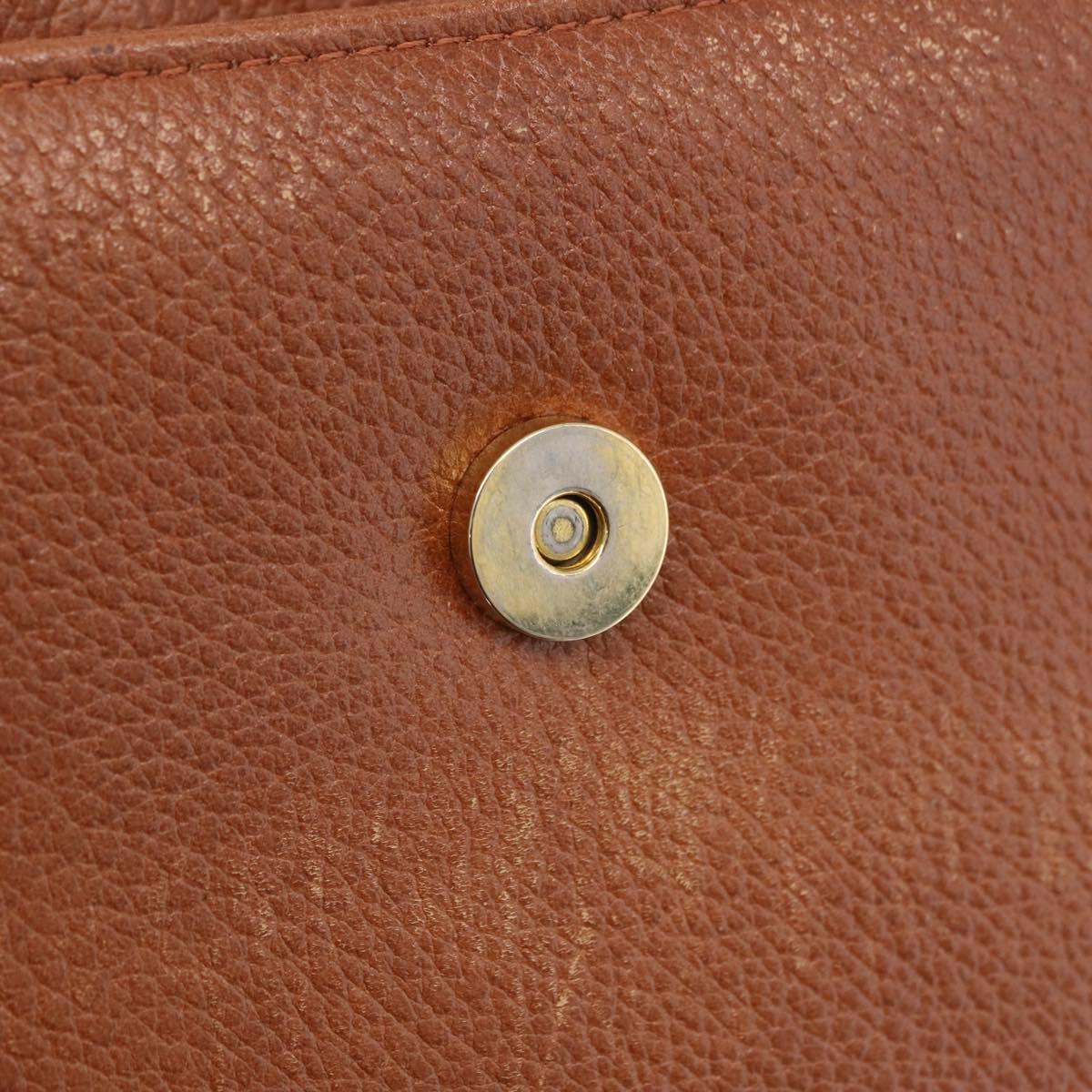 Burberrys Shoulder Bag Leather Brown Gold Tone Auth ep16784