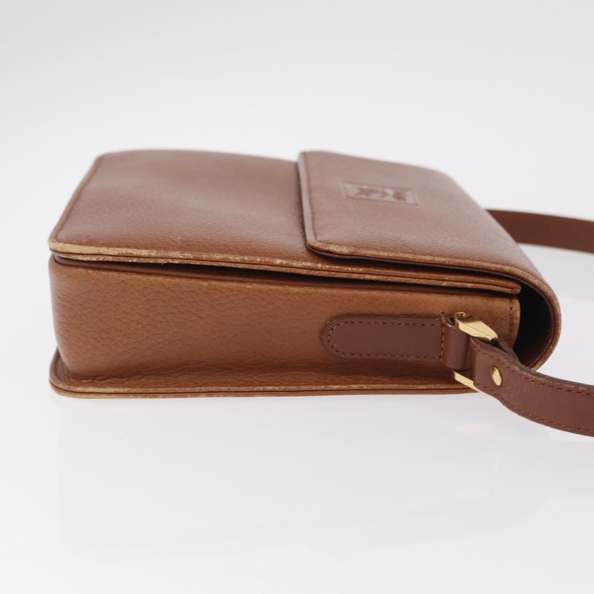 Burberrys Shoulder Bag Leather Brown Gold Tone Auth ep16784