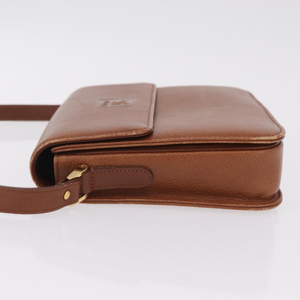 Burberrys Shoulder Bag Leather Brown Gold Tone Auth ep16784