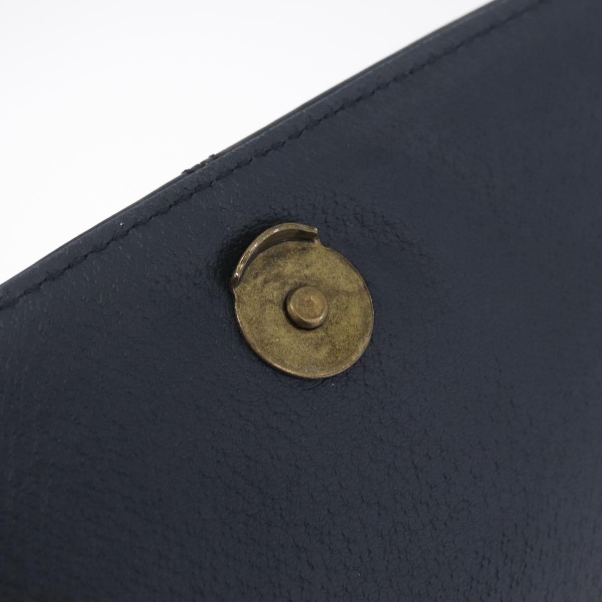 Burberrys Nova Check Shoulder Bag PVC Leather Navy Gold Tone Auth ep16786A