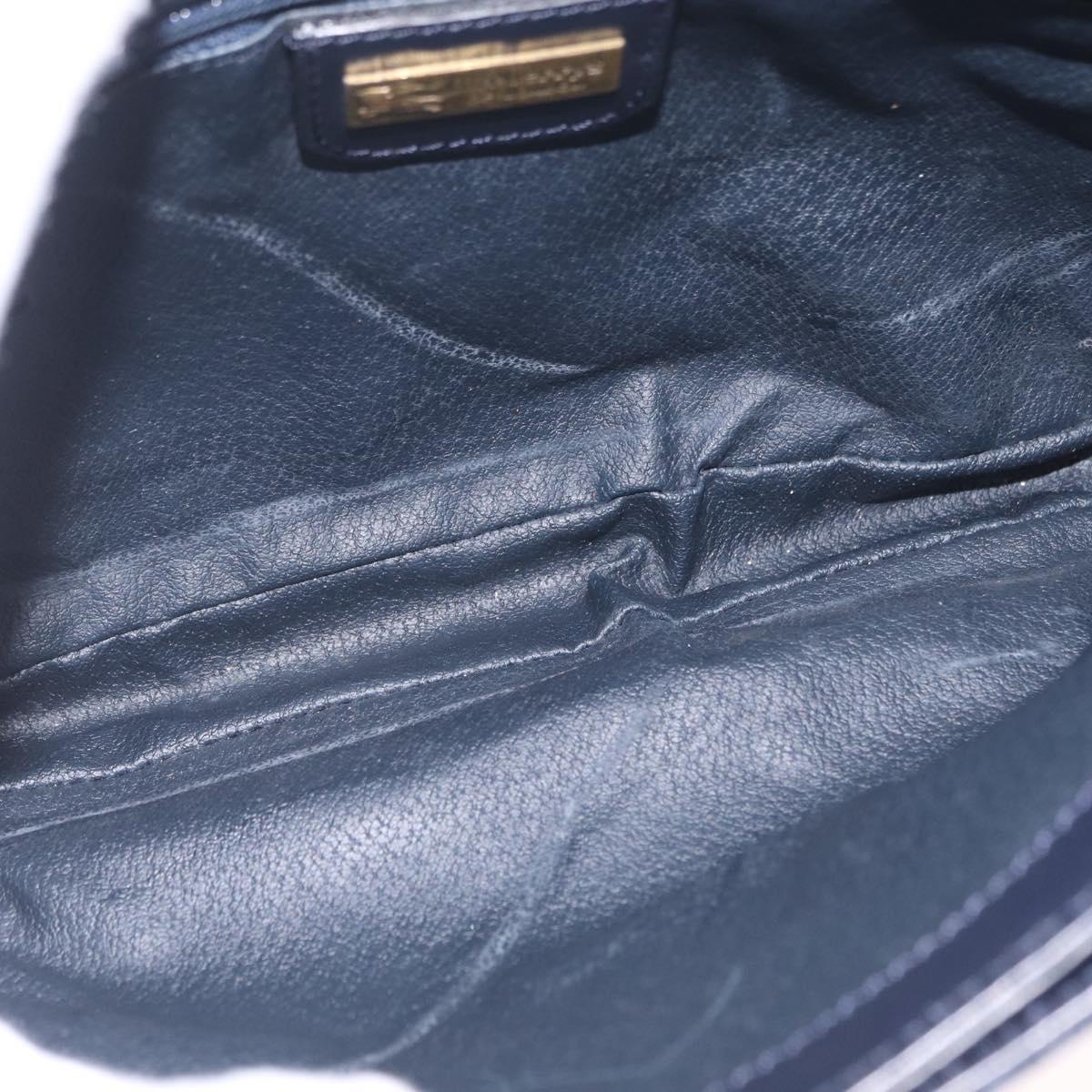 Burberrys Nova Check Shoulder Bag PVC Leather Navy Gold Tone Auth ep16786A