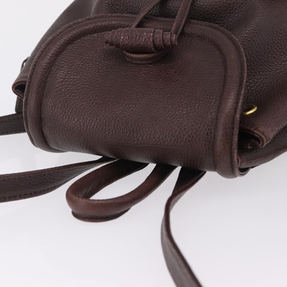 Saint Laurent Backpack Leather Brown Gold Auth ep16787