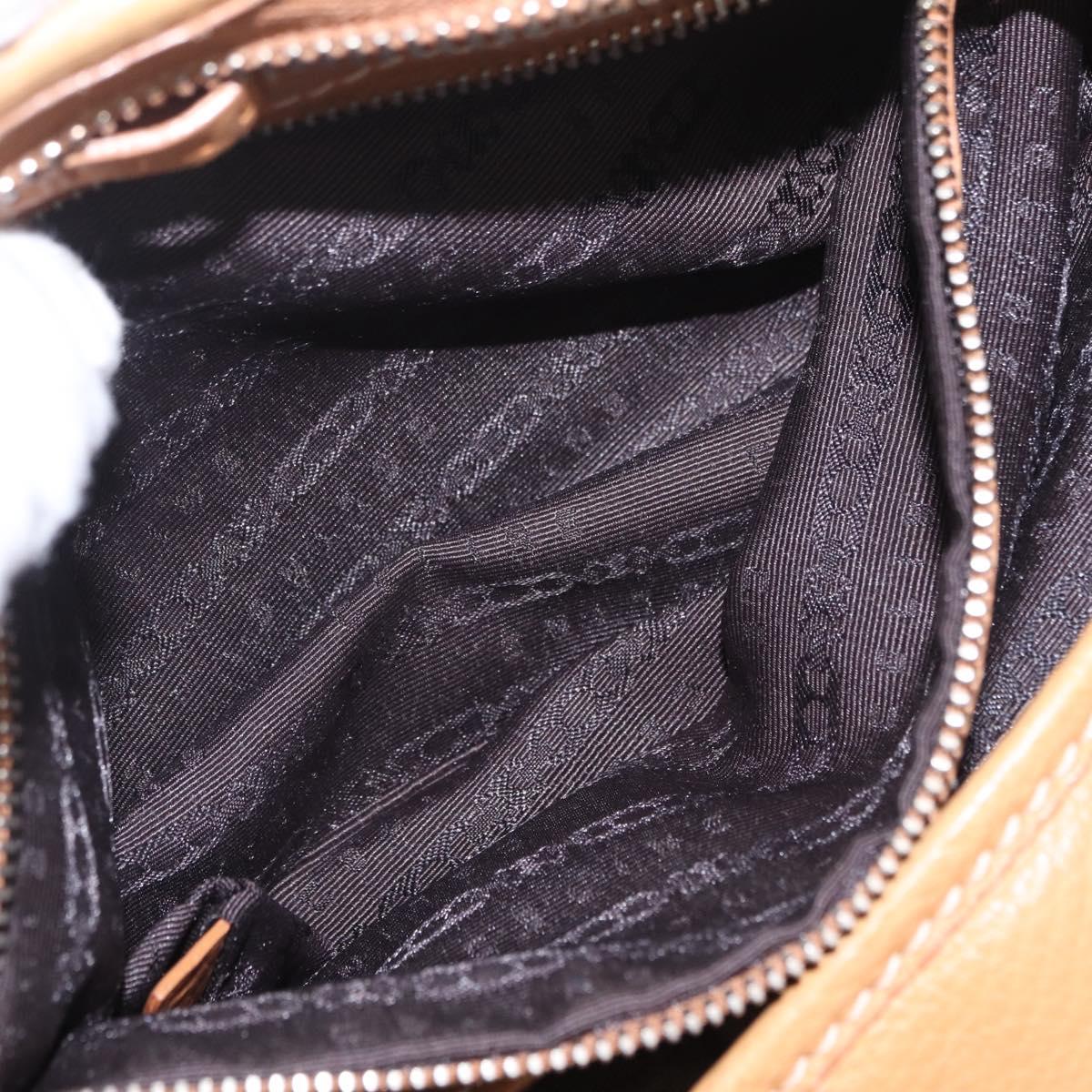 CELINE Hand Bag Leather Beige Gold Tone Auth ep16789A