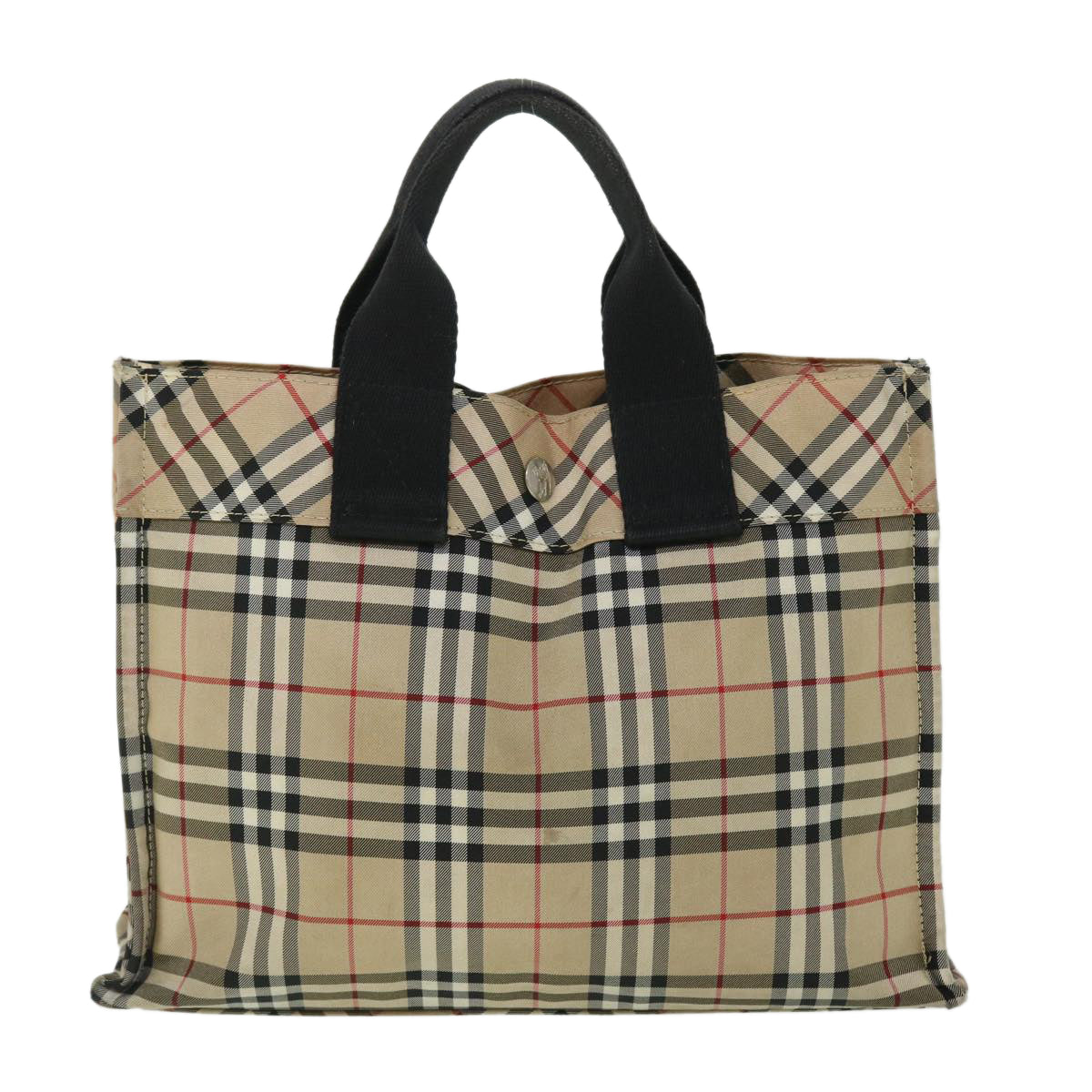 BURBERRY Nova Check Blue Label Hand Bag Nylon Beige Auth ep1679